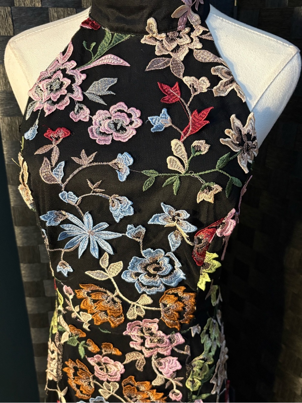 Lulus Infinite Praise Black 3D Floral Embroidered Halter Maxi Dress - Picture 2 of 6